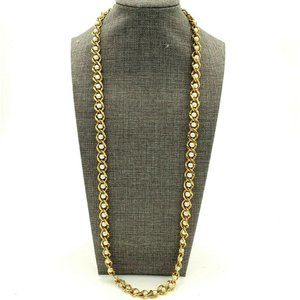 Vintage Napier 28" Gold Plated Chain Woven with Faux Pearls
